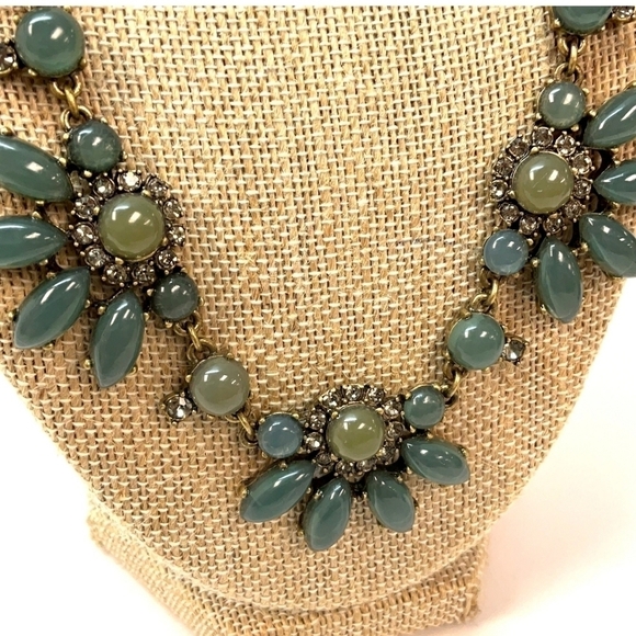 J. Crew Gold-Tone Link-Chain Green Stone - Picture 3 of 5